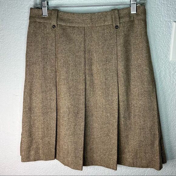 New! Lavinia Club Pleaded Preppy, Academia Gold Metallic/Brown Skirt Sz Small - Picture 2 of 11
